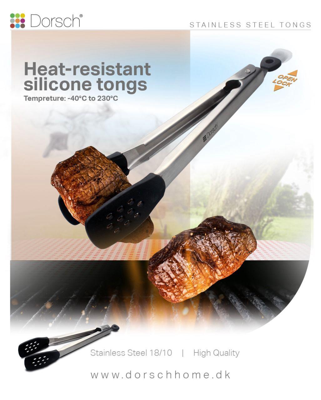 Heat- resistant silicone tongs