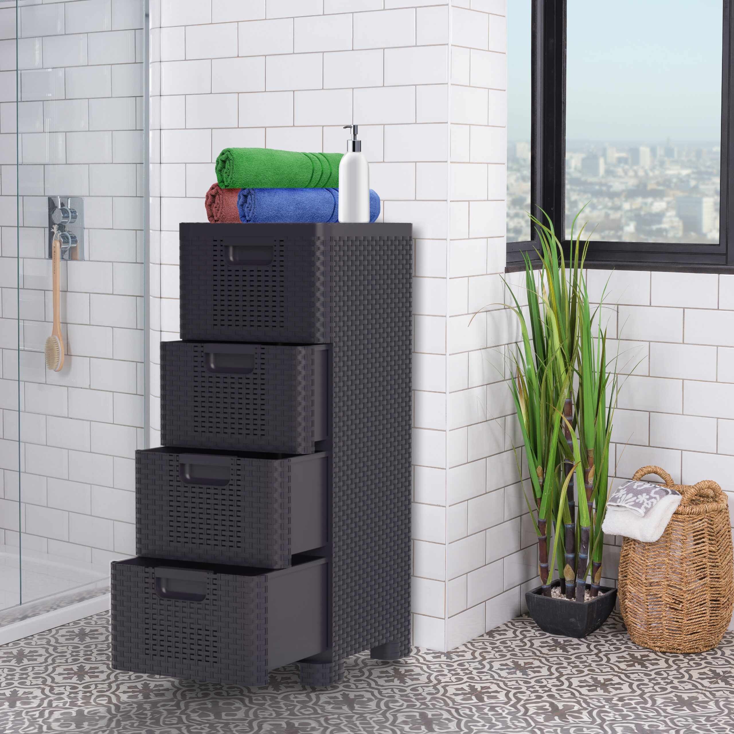 Beta 4 | 4 Drawer Rattan Storage Organizer