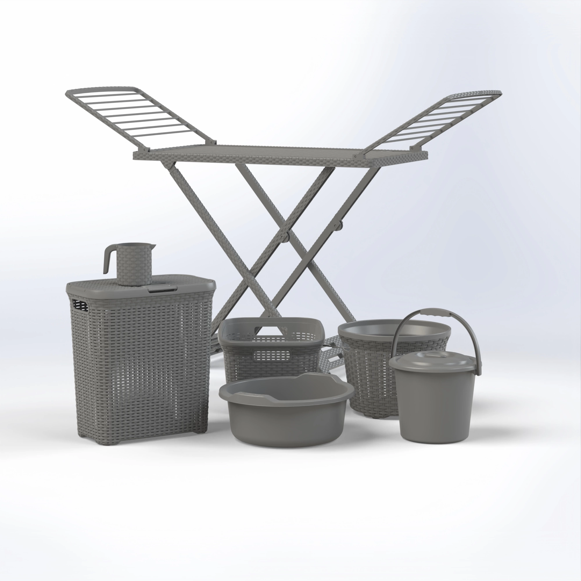 Laundry Set, Elegant Rattan Design, Set 7 Pieces Bath, Perfect Gift For Any Occasion, Variety of Uses, Easy Storage and Organization